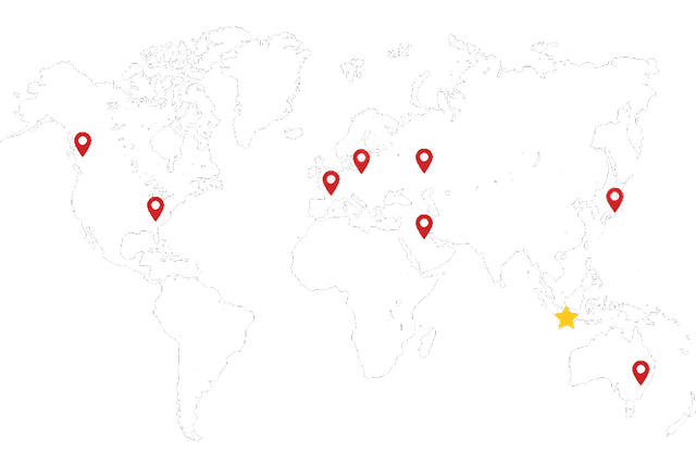 World map with delivery locations